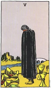 5 of Cups tarot card illustration