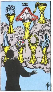 컵의 7(7 of Cups) tarot card illustration