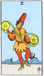 동전의 2(2 of Pentacles) tarot card illustration