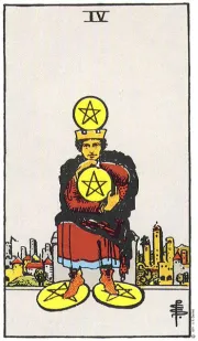 동전의 4(4 of Pentacles) tarot card illustration