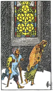 ペンタクルの5(5 of Pentacles) tarot card illustration