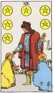 6 of Pentacles tarot card illustration