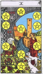 10 of Pentacles tarot card illustration