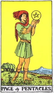 동전의 시종(Page of Pentacles) tarot card illustration