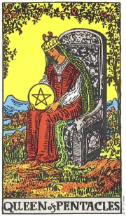 ペンタクルのクイーン(Queen of Pentacles) tarot card illustration