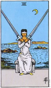 검의 2(2 of Swords) tarot card illustration