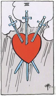 3 of Swords tarot card illustration
