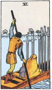 검의 6(6 of Swords) tarot card illustration