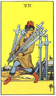 검의 7(7 of Swords) tarot card illustration