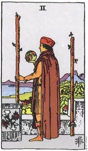 ワンドの2(2 of Wands) tarot card illustration