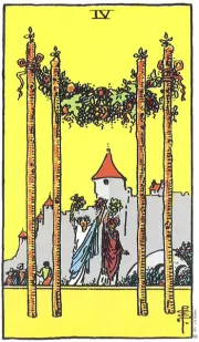 4 of Wands tarot card illustration