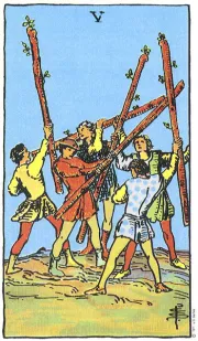 지팡이의 5(5 of Wands) tarot card illustration