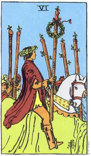 지팡이의 6(6 of Wands) tarot card illustration