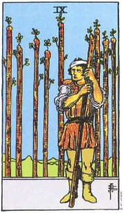 지팡이의 9(9 of Wands) tarot card illustration