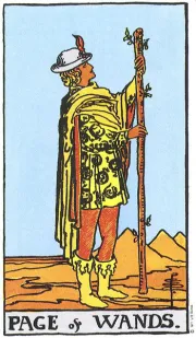 ワンドのペイジ(Page of Wands) tarot card illustration